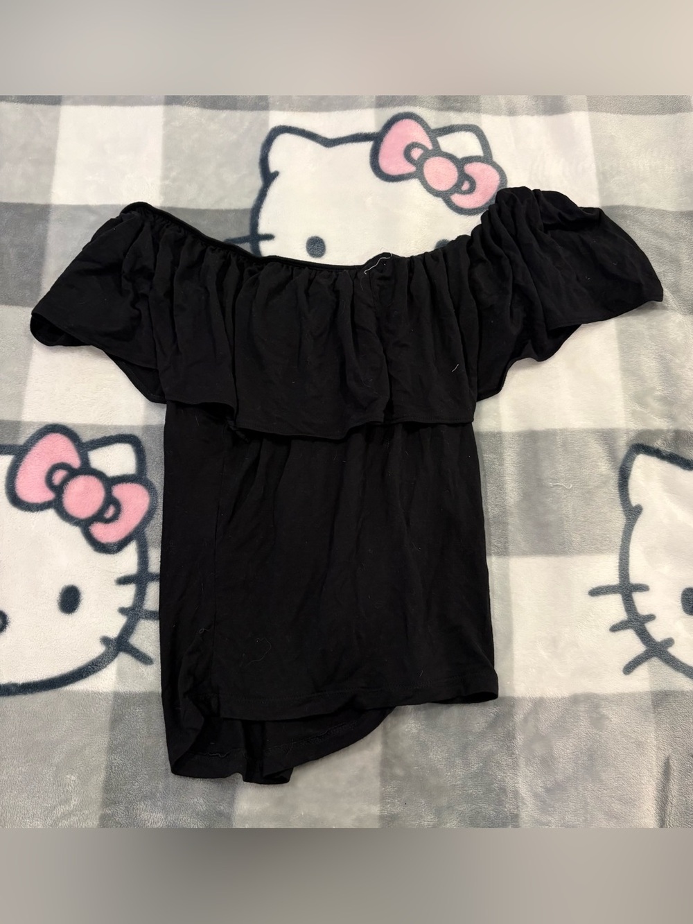 Garage Black Off Shoulder Ruffle Top - Picture 5 of 5